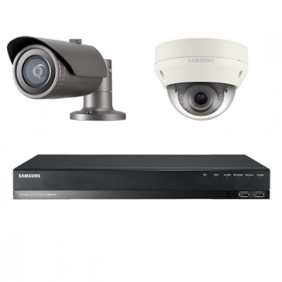 Samsung 2MP CCTV Security Package 2 Camera Dome Bullet Full HD 1080p IP PoE + 1TB NVR Kit